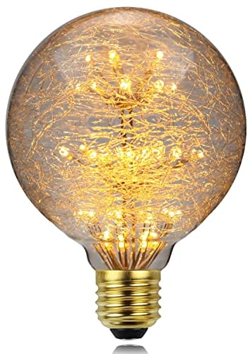 TIANFAN LED Glühbirne Vintage Glühbirne RGB Glühbirne Fiberglas Feuerwerk Glühbirne Deko Warmes Licht E27 220/240V E27 (G95)