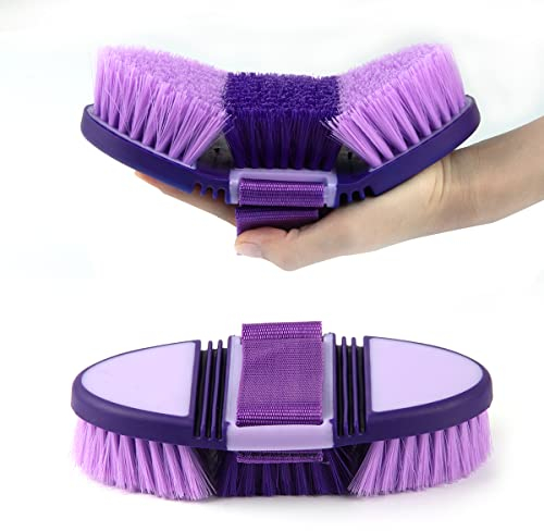 Kardätsche Pferdebürste, Hillylolly Wurzelbürste Pferd Lange Borsten, Pferdebürste Weich, Magic Brush Pferd, Reinigungsbürste Pferd, Wurzelkardätsche für Kinder und Pferdefreunde (Lila)