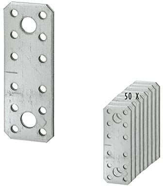 50 x siwitec Flachverbinder 96 x 35 mm sendzimir verzinkt, Materialstärke 2,5 mm, CE-Kennzeichnung, witterungsbeständige Lochplatte Holzverbinder, Lochblech Montageplatte, Flachstahl verzinkt