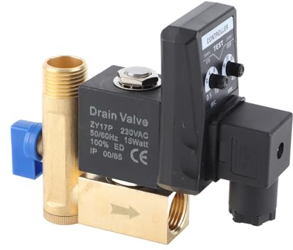 Automatisches elektronisches Zeitgesteuertes Messing Ablassventil für Kondensatmanagement in Luftkompressoren Gewindegröße G1/2 Nennweite DN15 230V