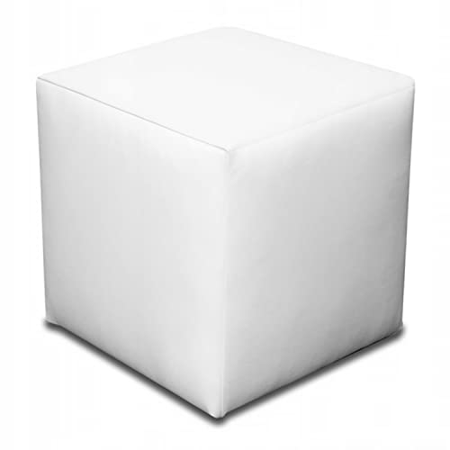 Best for Home - Sitzhocker Sitzwürfel | Bodenkissen Hocker | Sitzwürfel Kunstleder | Fußhocker Wohnzimmer | Fußhocker gepolstert | Sitzwürfel 40x40x40 | Sitzhocker Holzwerkstoff | Sitzwürfel (weiß)