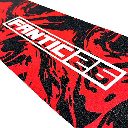 Fantic26 Stunt-Scooter Griptape Ersatz I Park I Kinder I Trick I Tret I Roller I Anti Rutsch Sandpapier 58,5cm I Passend für Decks bis 58,5cm x 15,5cm (Swirl Schwarz/Rot)