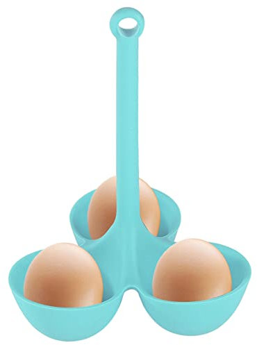 Portauova in silicone resistente alle alte temperature, portauova con 3 griglie, utensile da cucina per cuocere e cuocere le uova in camicia Pewell