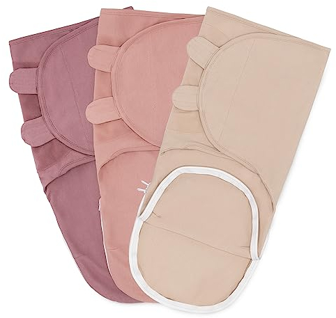Bequeme Cubs Wickeldecken für Mädchen und Jungen, verstellbarer Schlafsack mit leicht zugänglichem Reißverschluss zum Windelwechseln, Babydecken 3–6 Monate für Neugeborene (Helles Rouge, Rouge, Mauve)