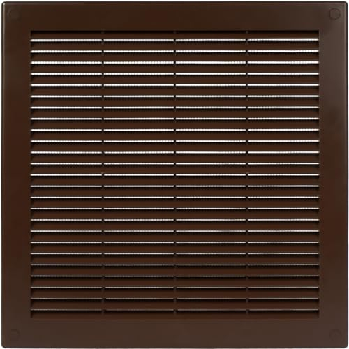 Vent Systems Cubierta de ventilación de plástico marrón de 25,4 x 25,4 cm (dimensiones de apertura) – Rejilla de ventilación cuadrada plana – Deflector de ventilación – HVAC 12 x 12 pulgadas