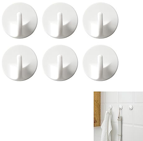 Gunwon 6pcs Self Adhesive Plastic Hooks,White Plastic Heavy Sticky HooksRemovable Wall Hooks,Seamless Multi-Purpose Hook,Multi Purpose Wall Hanger Hooksfor Bathroom,Kitchen,Office,Closet,Glass