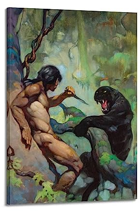 VZRSQZK Frank Frazetta Leoparden-Poster, dekoratives Gemälde, Leinwand, Wandposter und Kunstdruck, modernes Familienschlafzimmer-Dekor-Poster, 20 x 30 cm