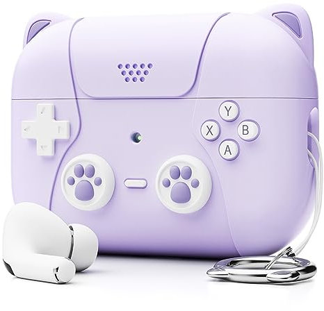 Custodia per AirPods Pro di seconda generazione, design classico per console di gioco portatile, custodia in silicone morbido per Apple AirPods Pro 2/1 custodia di ricarica (viola)