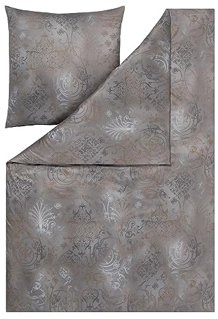 ESTELLA Mako-Interlock Jersey Bettwäsche Gregorio 6174-810, grau, Größe:135x200 cm + 80x80 cm