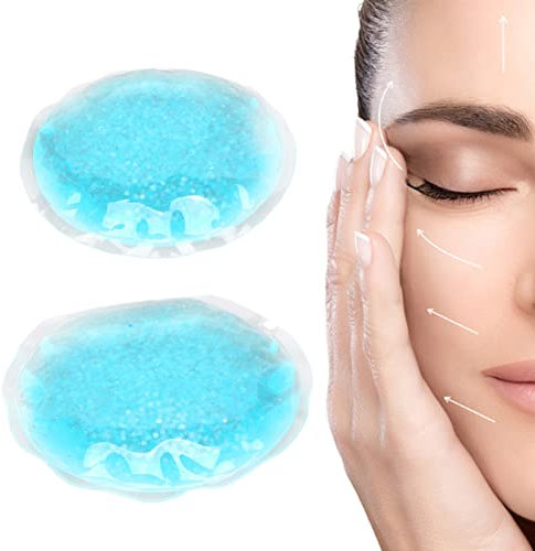 Paquete de Hielo, 1 par de Compresas Frías y Calientes para los Ojos Azul Redondo Hinchazón Alivio de la Tensión Ocular Enfriamiento Gel de Hielo Pequeño Paquete Frío