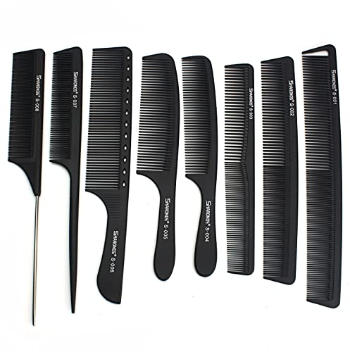 Professionelle White/Black/Off White Barber Carbon Comb Hitzebeständige und Anti Static Comb Set 8-teilige/10-teilige Set Bevorzugter Barber (schwarz)