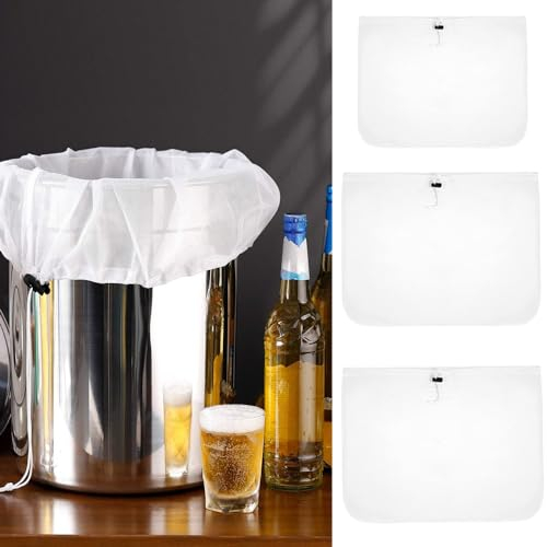 Firavggu 3 STK Filterbeutel Brew Bag Bier Polyester Hopfenfilter Siebbeutel 100 Micro Maischesack Pressbeutel Groß Brewbag Maischebeutel Presssack Filtertuch Weinfilterbeutel für Obstpresse Wein Saft