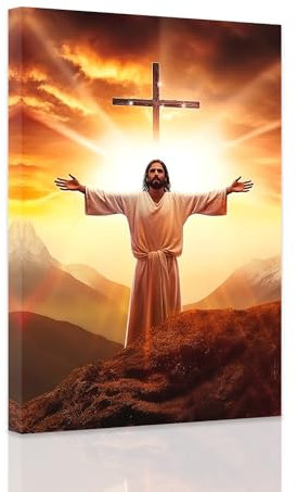 ZXHYWYM Christus Leinwanddruck Kreuzbild Jesus Gott Gemälde christliche Wanddekoration religiöses spirituelles Poster für Gebetsräume Kirchendekoration mit Rahmen (C (40.00 x 60.00 cms))