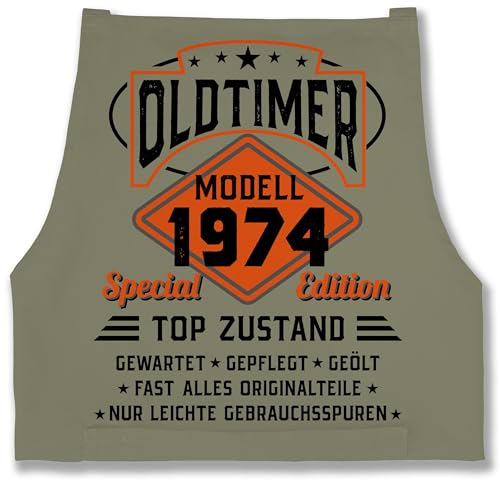Shirtracer Schürze - 50. Geburtstag - Oldtimer Modell 1975 - schwarz - 85x69 - Sage Grün - 50 1972 grillschürze 50.geburtstag 1973 50er 1974 (50) zum 50iger fünfzig 50-geburtstag 50th 50igster 50ger