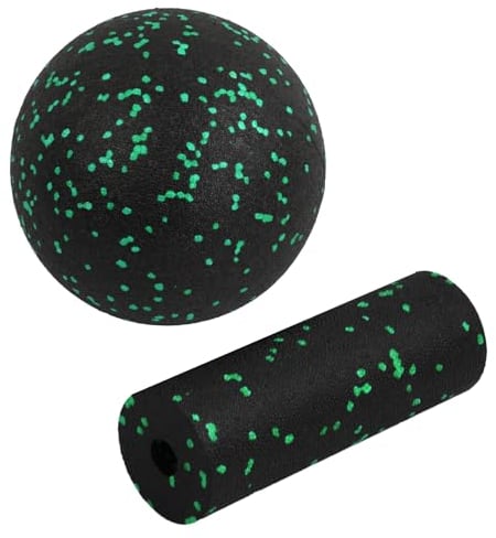 Volumoon Faszien Set (Mini Faszienrolle und 12cm Ball), Faszienball und Faszienroller Set, Massageball Faszien Ball, Selbstmassageball, für Faszientraining DurchfüHren, Schmerzen Lindern (Grün)