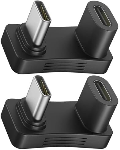 AOUZOVLI 2 StüCke USB C 180 Grad Adapter USB C U Adapter USB C 180 Grad USB C Winkelstecker 180 Grad USB C U Form Adapter USB C Winkel USB C Winkelstecker USB C Winkeladapter