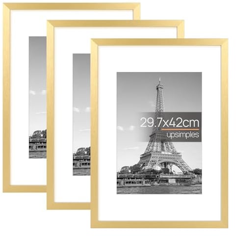 upsimples 3 Pack Bilderrahmen A3, Rahmen A3 Gold, Picture Frame 29,7x42 cm
