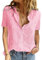 Yuson Girl Chemisier pour Femme avec col en V,Tunique d'été pour Femmes boutonnée Hauts T-Shirt Coton Lin à Manches Courtes décontracté Ample Longue Chemise Blouse Hauts(Rose, S)