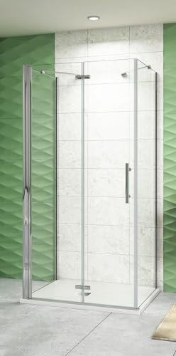Aica Sanitär Duschkabine Duschabtrennung U-FORM U-Kabine Dusche Schiebetür 6mm Glas,100x80x80cm