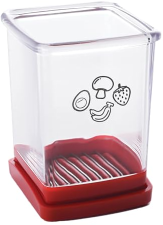 FLAVAS Cup Slicer, Fruit and Vegetable Speed Slicer with Plate, Stainless Steel Manual Food Chopper, Fruit Slicer Cutter Cup for Strawberry Banana Egg Slicing Tool Kitchen Gadget