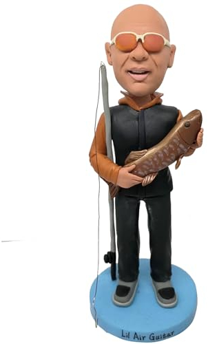 RODMAIE Wackelkopf-Angler-Figur, personalisierbar, Geburtstagsgeschenk für Mann, Vater, Boss, Onkel, Freunde, Kollegen
