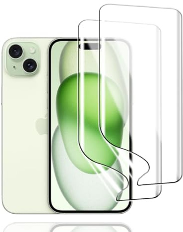 KoasVonson Hydrogel Displayschutzfolie TPU für iPhone 15 Plus, 2 Stück | HD-klar, flexibles TPU, selbstheilend, Kratzschutz, Face ID, Frontkamera, präziser Touch, glatte Oberfläche, einfache Montage