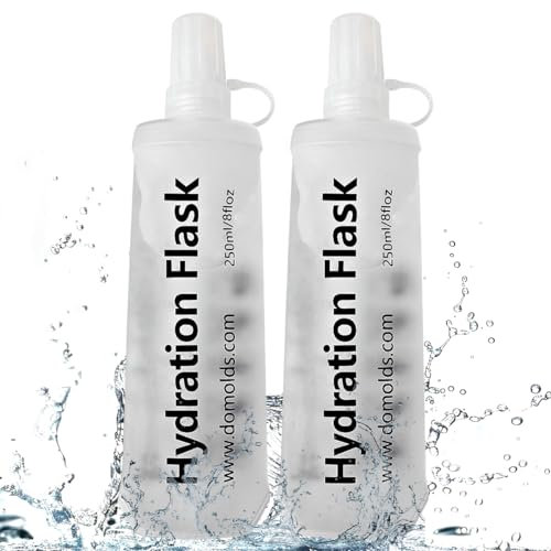 TXSN 250ml Soft Flask, Hydration Flask Foldable Water Bottle for Hydration Pack Vest and More, Clear Pack of 2