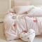 AShanlan Bettwäsche 135x200 Rosa Herzen Boho Style Getuftet Bettbezug mit Kissenbezug 80x80 cm Aesthetic Stickerei Gewaschene Microfaser Wendebettwäsche Set mit Reißverschluss