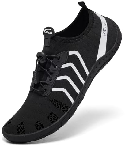 Steppli Water Shoes Beach Swim Pool Quick-Dry Breathable Weitsuit Non Slip Lightweight Shoes for Men Women Black EU36=UK3