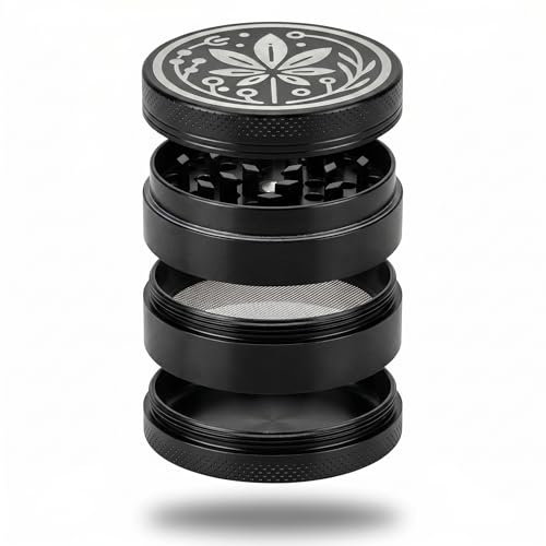 GREEN NOVICE® Aluminium Grinder - 4-teiliger Kräuter Crusher - Kräutermühle für Tabak, Gewürze, Kaffee, Kräuter