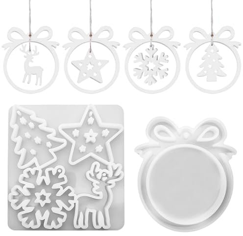 Silikonformen Gießformen Weihnachten, Silikonform Weihnachten Anhänger Gips Zum Gießen Gießformen Silikon Gießform Weihnachten Giessformen Silikon Epoxidharz Formen zur Herstellung von Weihnachtsdeko