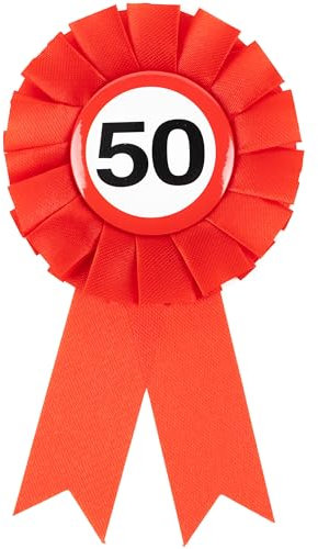 50 Geburtstag Deko Anstecker Verkehrszeichen rot/weiß - Originelle Geburtstagsdeko 50 für einen gelungenen 50 Geburtstag Frau oder Mann - Tiwoca
