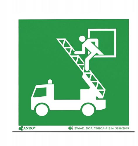 PRINTIMA Nachleuchtendes PVC-Leiter Symbol-Schild – 15x15cm, Leuchtendes Sicherheitszeichen zur Kennzeichnung von Rettungsleitern und Notausstiegen