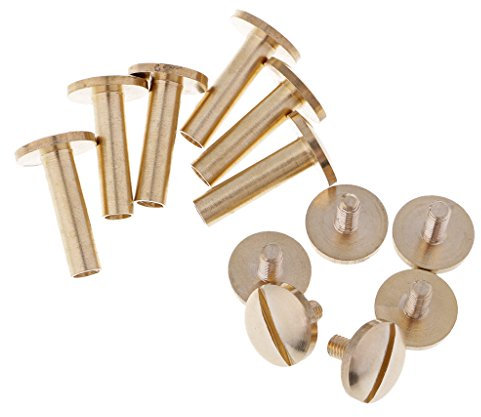 Wdfnexalai 6 remaches de latón macizo para cinturón o cuero, 15 mm