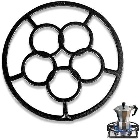 Work Ring for Gas Stove, Cast Iron Gas Burner Ring Reducer for Coffee Pot, Work Ring Stand for Gas Hob, Non Slip Trivets for Kitchen Worktops Hot Pots 18.2cm