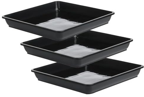 3 Stück quadratische Pflanzenuntersetzer, 30 x 30 cm, dicke Wasserauffangschale für Pflanzen im Außen- und Innenbereich, Pflanzteller zum Auffangen von Wasser für Topfpflanzen, Pflanzschalen, Pflanzte