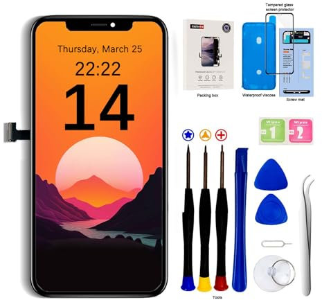EFaith für iPhone 14 Display, Ersatz Bildschirm 6.1 Full HD Bildschirm,Displayrahmen 3D Touch Screen Digitizer Mit Reparaturwerkzeug und Aus Wasserfest Anhaftendem
