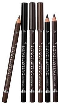 6 Pcs Eyebrow Eye Liner Pencil Set, Waterproof & Long-lasting Eyebrow & Eyeliner Pencils, Professional Quality tint, Includes 3 Color Black, Brown, and Dark Brown Shades