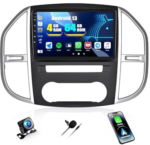 4G+64G CAMECHO Android 13 autorradio con navi para Mercedes Benz Vito 3 W447 (2014-2020), Doble DIN Wireless Carplay autorradio con Pantalla de 10 Pulgadas RDS/FM MirrorLink Bluetooth5.0 + 32EQ