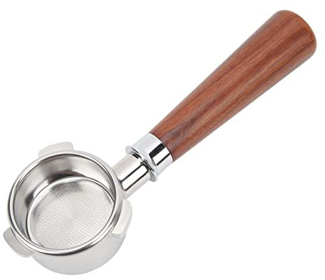 54mm Bottomless Portafilter, Handheld Naked Portafilter, Stainless Steel Portafilter with Wood Handle for Brevilles Coffee Machine (Type A1 Red Acid Branch)