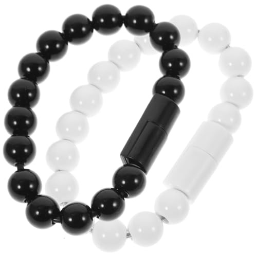 DOITOOL 2pcs Bead Bracelet Charger Usb Data Cable Bracelet for Type-c Devices Charging Cable Black and White for Travel and Daily Use
