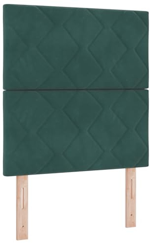 vidaXL Kopfteil in Dunkelgrün mit Diamantblöcken, 80 cm, Samt | Höhenverstellbar, Wandmontage, modernes gepolstertes Design für einen luxuriösen Schlafzimmerlook