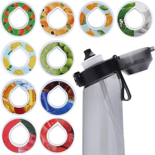Shinekoo 10 pezzi Air Flavor Pods Pack Pod Pack Pod Set Bottiglia Acqua Pods Aromen Vari Gusti Infuser Anelli Anelli Zero Sugar & Zero Calories Flavor Infuser Anelli per aromatizzazione