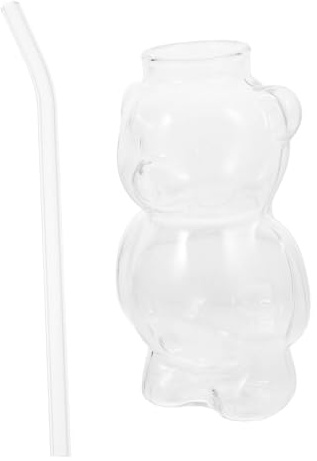 Garneck Glass Bear Cup Large Capacity Drinking Glass Creative Coffee and Juice Mug for Home and Office