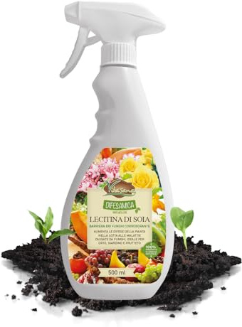 DifesAmica Lecitina di Soia Spray 500ml – Fungicida Naturale Pronto all’Uso per Orto, Fiori e Piante | Previene Macchie, Muffe e Malattie Fogliari | Difesa Bio, Naturale