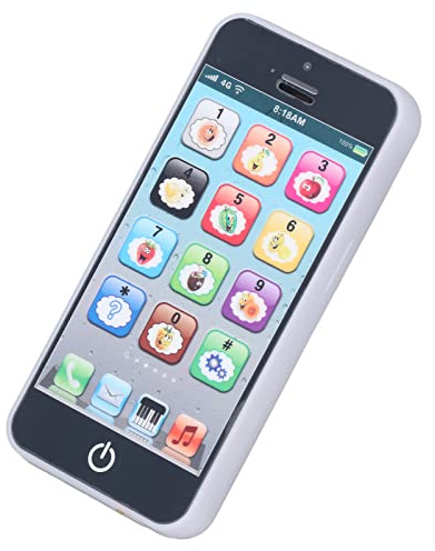 Taidda Kids Mobile Phone Toy Cool Light Music Baby Simulation Shaped English Phone Toy for Children Play Travel - Premium Plastic (Black)