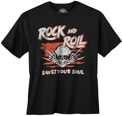 IRON STITCH Übergrößen T-Shirt schwarz Rock Skull