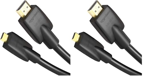 Amazon Basics high-speed micro HDMI A cable to HDMI D, latest standard, 1.83 m, Black (Pack of 2)