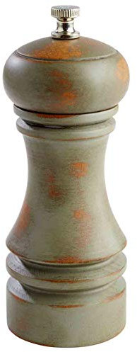 APS Pfeffermühle „Professional Vintage“, (Ø x H): 5,5 x 15 cm, 200 g, kleine Gewürzmühle aus deutschem Buchenholz im Vintagelook, Mahlwerk aus Carbonstahl, Mahlgrad stufenlos einstellbar, Lindgrün