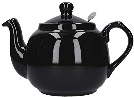 London Pottery 73285 Farmhouse Loose Leaf Teapot with Infuser, Ceramic, Gloss Black, 4 Cup (1.2 Litre)